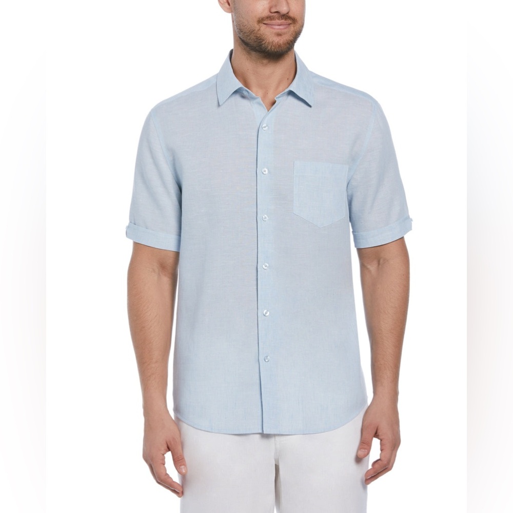CUBAVERA TRAVELSELECT™ LINEN-BLEND ONE POCKET SHIRT